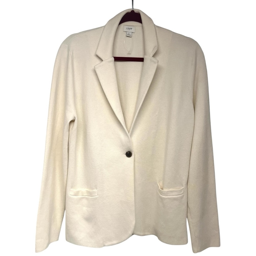 J. Crew Factory Schoolboy Sweater Blazer Ivory Single Button Women’s Large - Picture 3 of 10